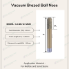 LU-NB-12-12020 vacuum brazed ball nose tool for durable carving and profiling of stone, marble, granite.