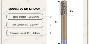 LU-NB-12-12020 vacuum brazed ball nose tool for durable carving and profiling of stone, marble, granite.